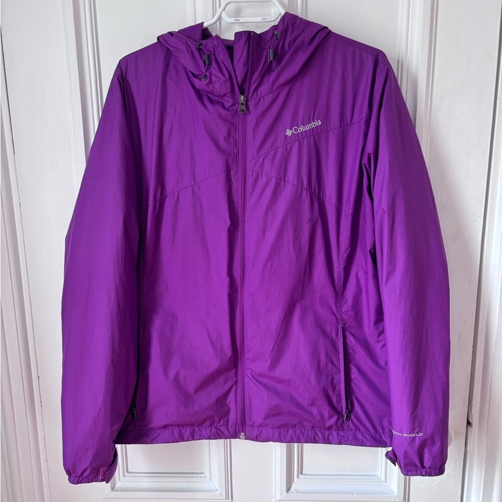 Women’s Columbia Omni Shield Zip Front Hooded Rain Jacket Purple NO Size Tag